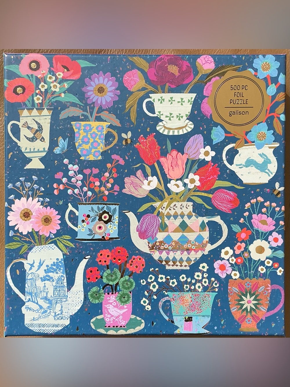 Galison “Potted Teacups” 500 piece foil accents puzzle